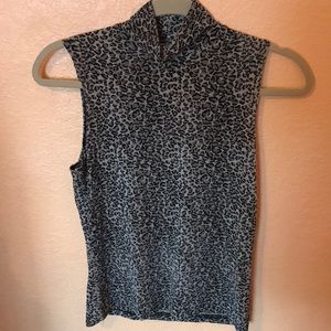 leopard print turtle neck blouse